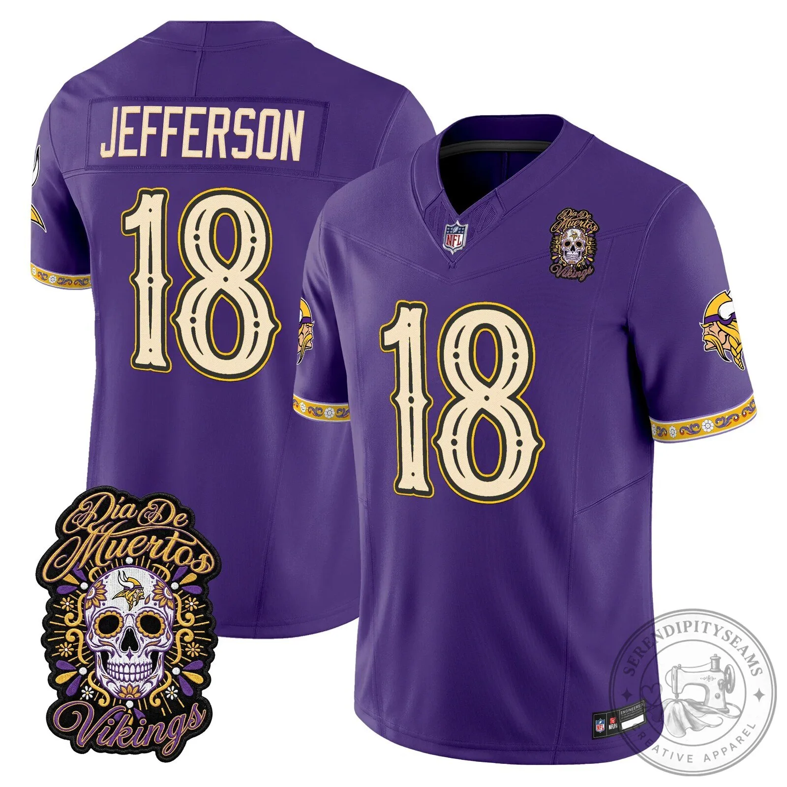 その他 football jersey Minnesota Vikings Justin Jefferson Day of the Dead Football Jersey