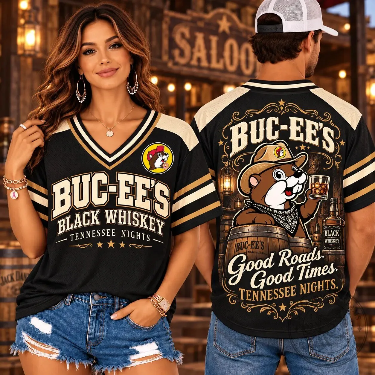 Buc-ee's Black Whiskey Tennessee Nights Baseball Jersey
