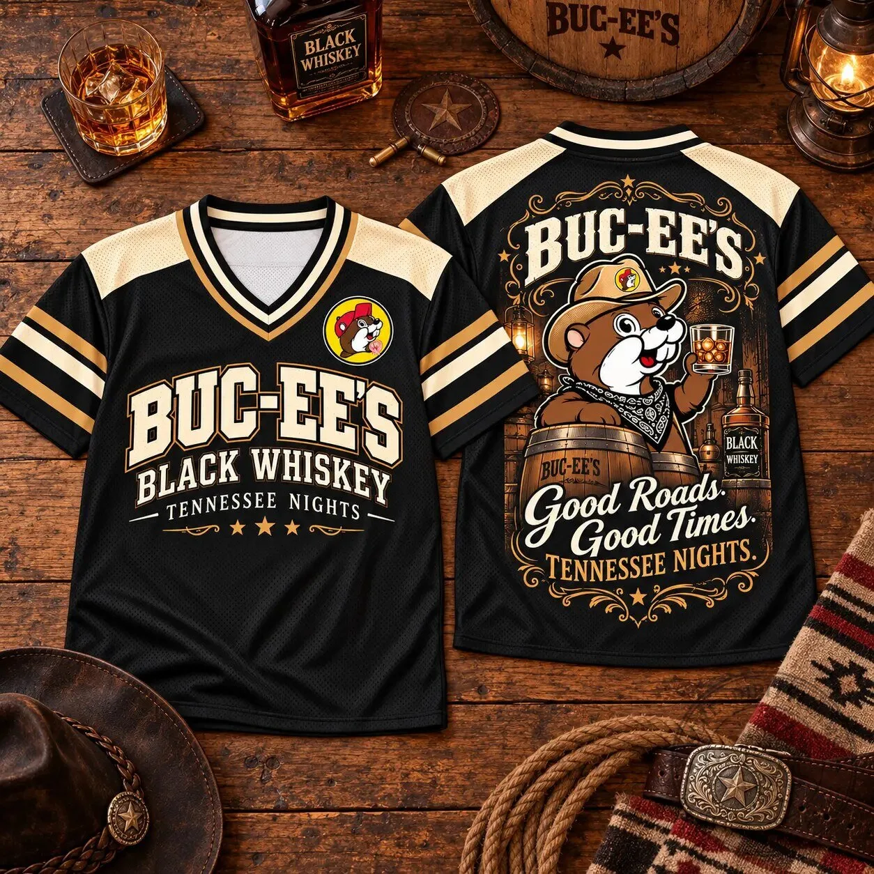 Buc-ee's Black Whiskey Tennessee Nights Baseball Jersey